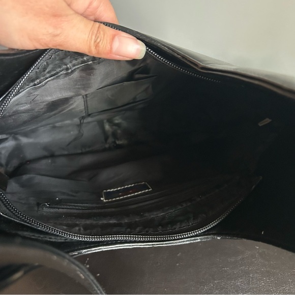 Heys Vintage ‘G Bag’ Hobo Style Black Leather Shoulder Bag Woven Seam Detail - Picture 8 of 17